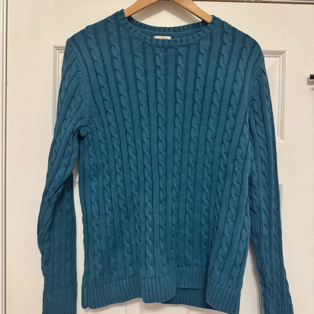 LL Bean Cable Knit Sweater Womens Large Crewneck